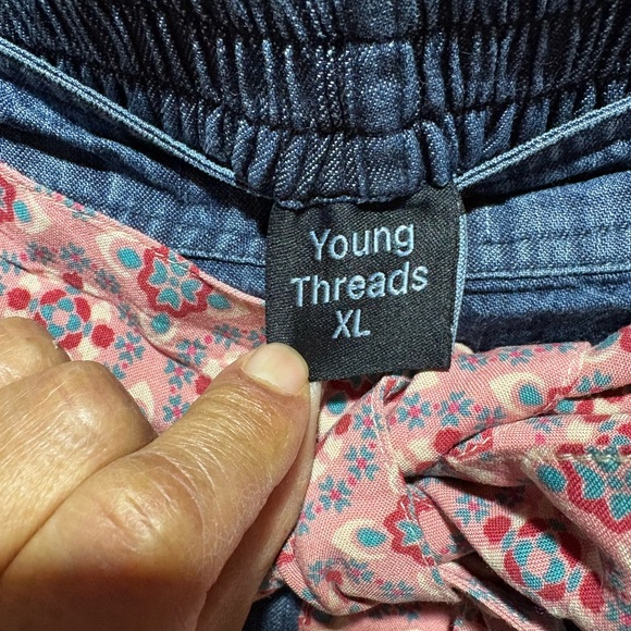 YOUNG THREADS VINTAGE TIERED DENIM
PATCHWORK PANTS (XL) - Picture 4 of 11